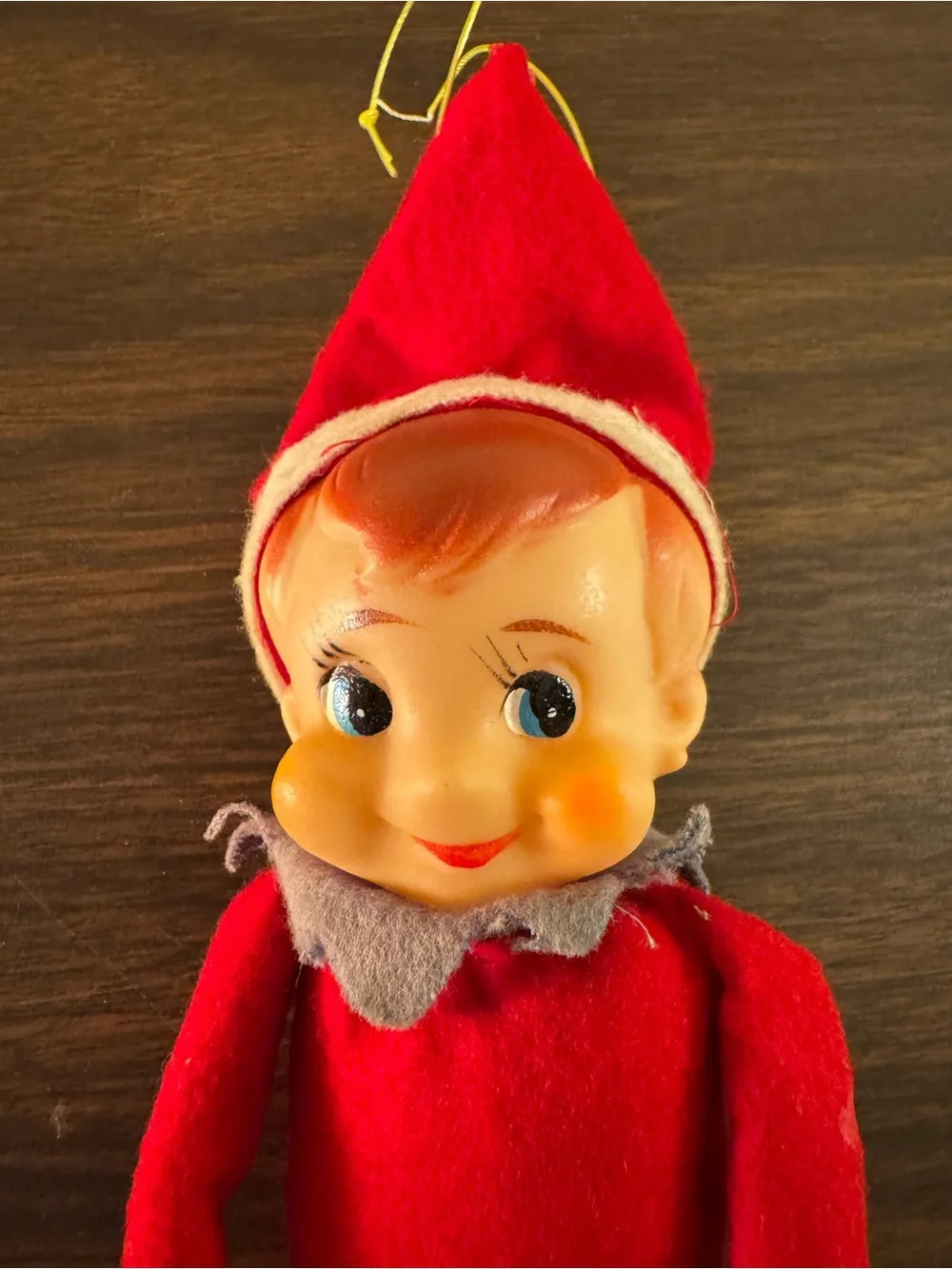 Vintage Made in Japan Knee Hugger Elf Pixie Tree Hugger Christmas Ornament 12”